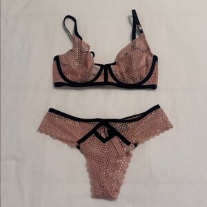 Victoria’s Secret pink fishnet bra 32C and panty set XS